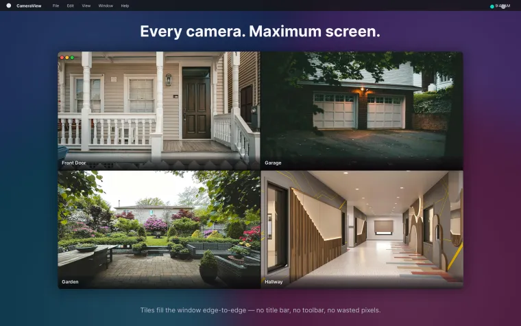 Four HomeKit cameras live in a 2×2 grid