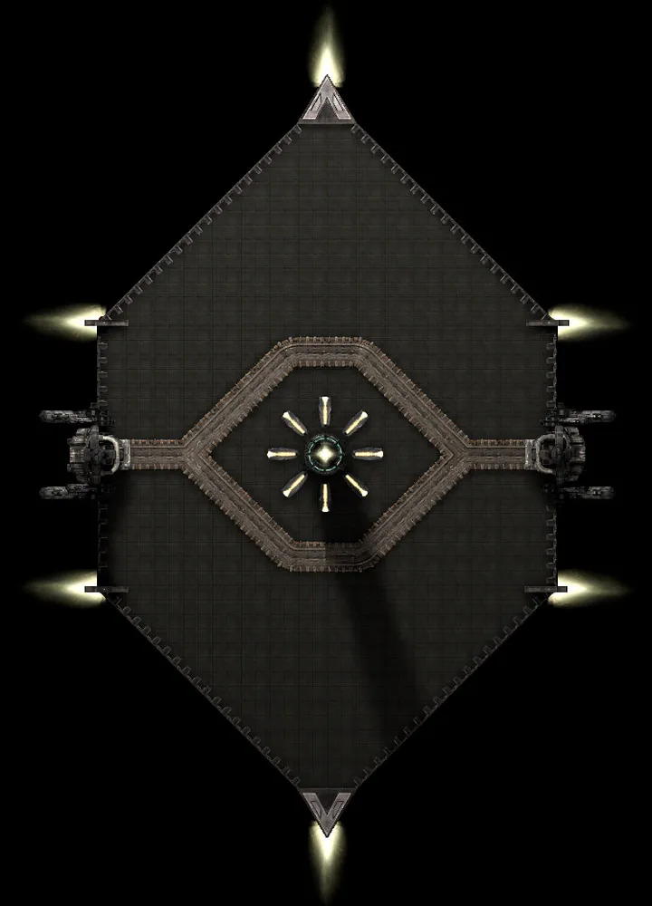 Cloudscape: top-down view of the symmetrical arena