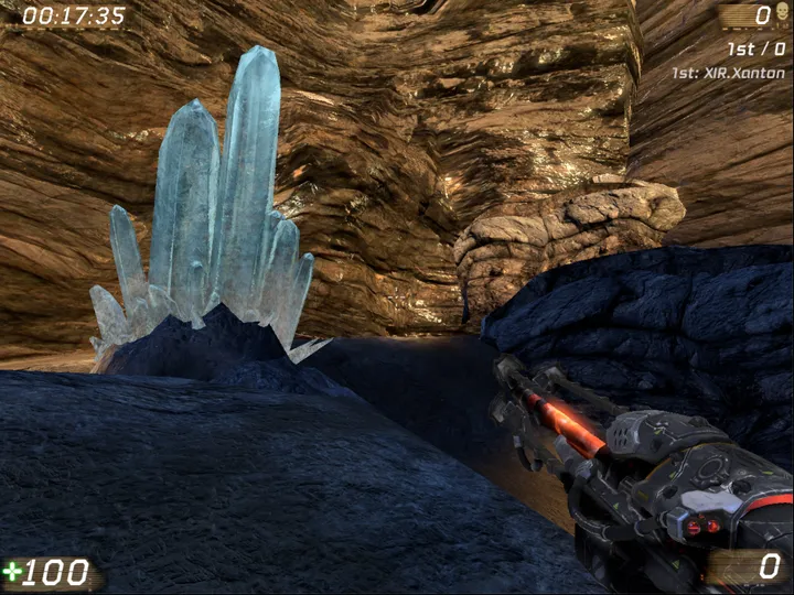GoldenRockIsland: blue crystals inside a rock cave