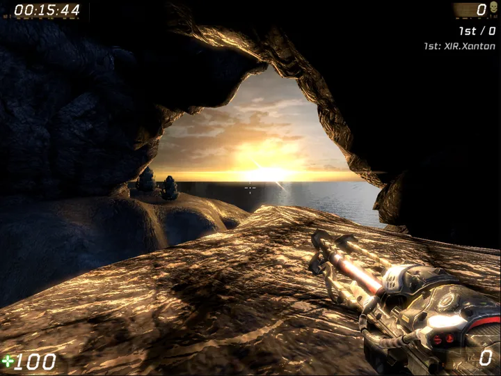 GoldenRockIsland: view from a cave towards the sunset