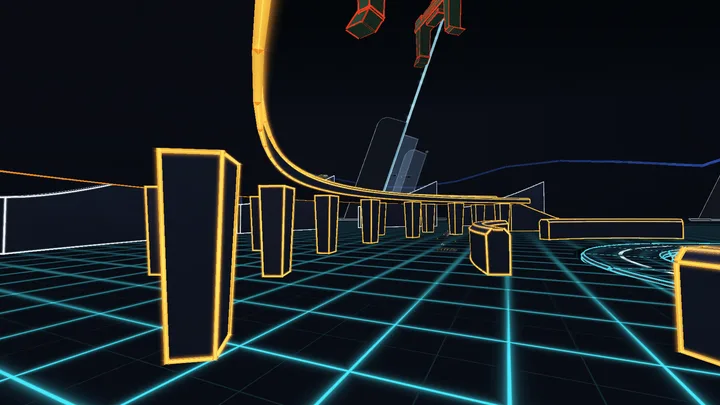The Grid: Rang auf Pfeilern, von unten gesehen