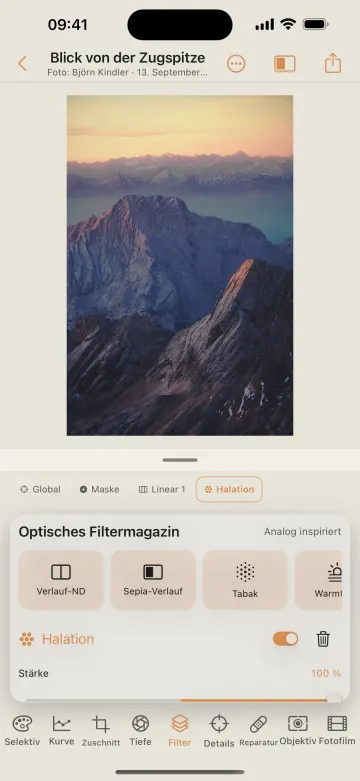 The optical filter magazine in Mobile Darkroom