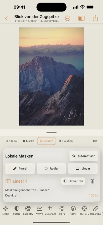 Local masks — brush, radial and linear — in Mobile Darkroom