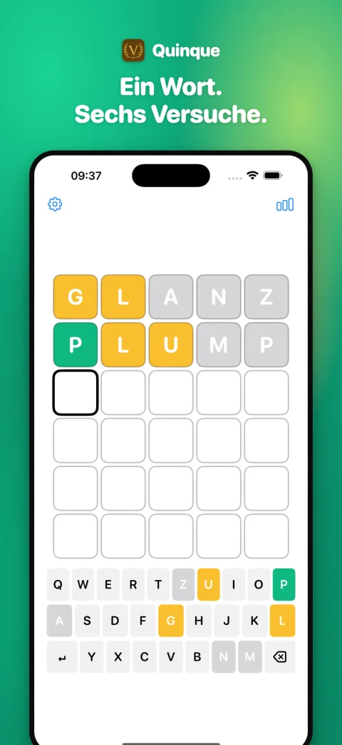 A Quinque puzzle in progress with coloured letter hints