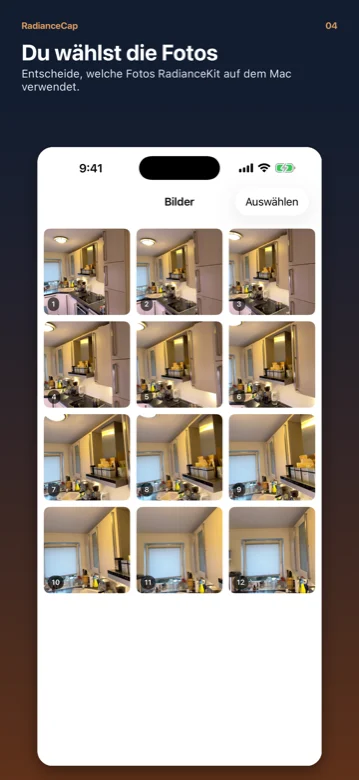 Reviewing individual frames in RadianceCap
