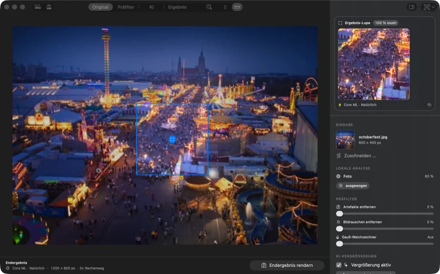The UpscaleKit main view on macOS